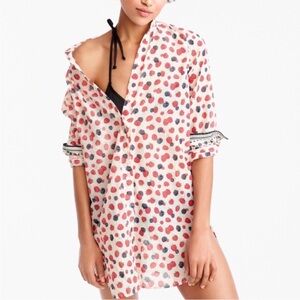 JCrew Beach Shirt Coverup in Berry Print 🍓